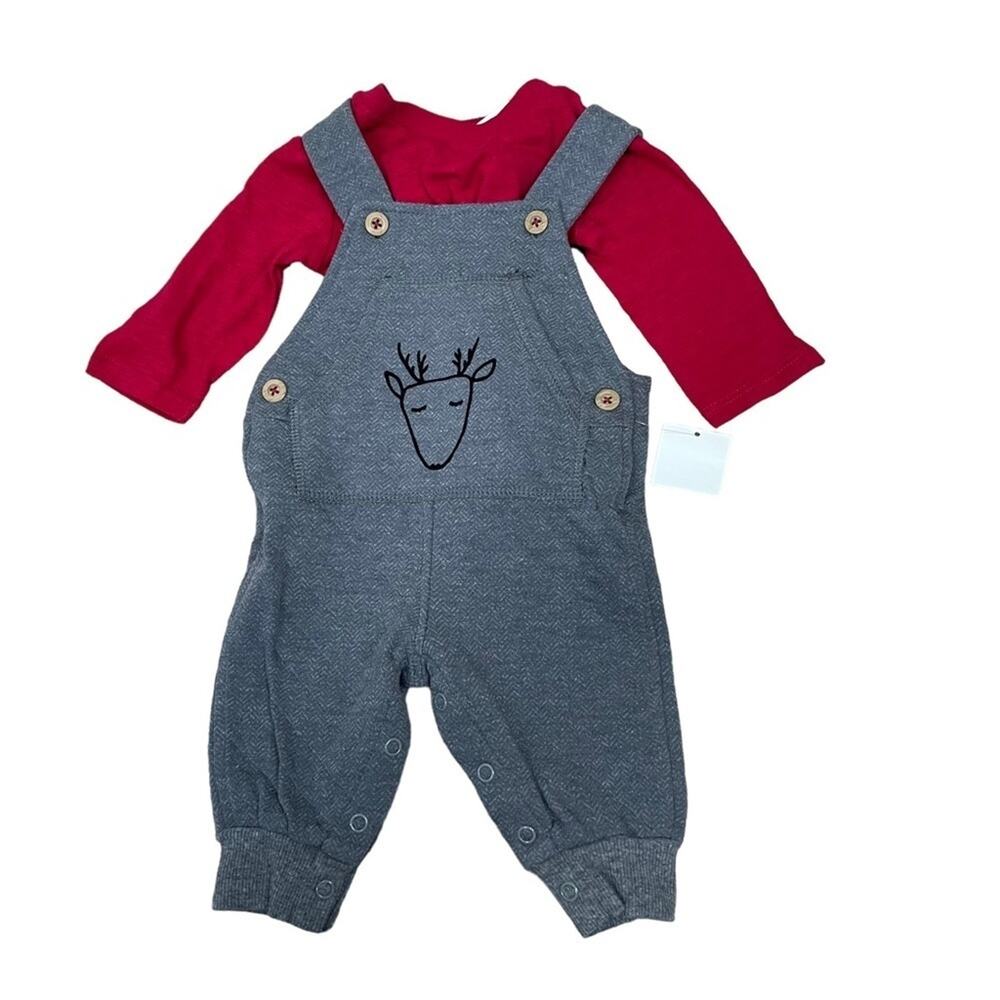 First Impressions Overall and Shirt Reindeer Set‎ 0-3 months NWT